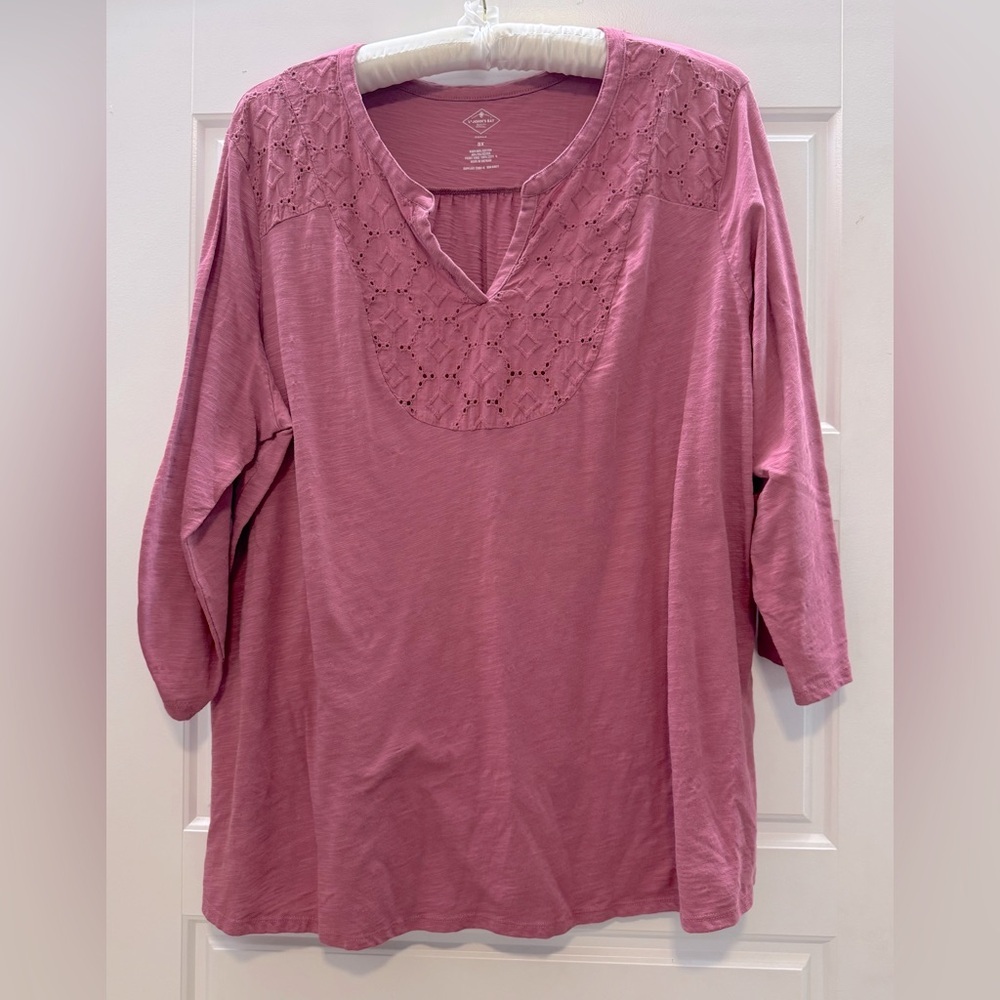 St John’s Bay Pink 3/4 Length Sleeve Top, sz 2x